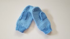 NEW Women's Light Blue Knitted Hand Made Mittens, Size S/M Perfect Gift Present