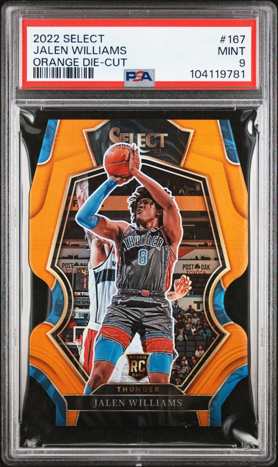 2022-23 Select Premier Level Jalen Williams Orange Die-Cut /65 #167 (RC) PSA 9