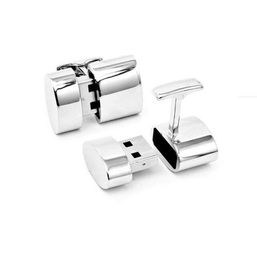 Charles William 16gb USB Flashdrive Working Memory Cufflinks Silver Round - Picture 1 of 1