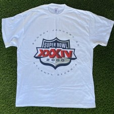 VTG Y2K Delta Pro Super Bowl XXXIV 2000 Size XL Shirt White Front Logo