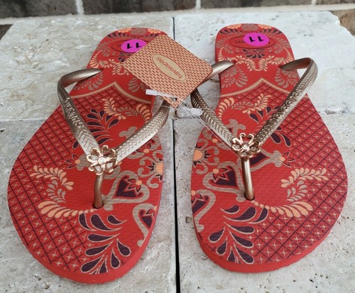 red havaianas slim flip flops
