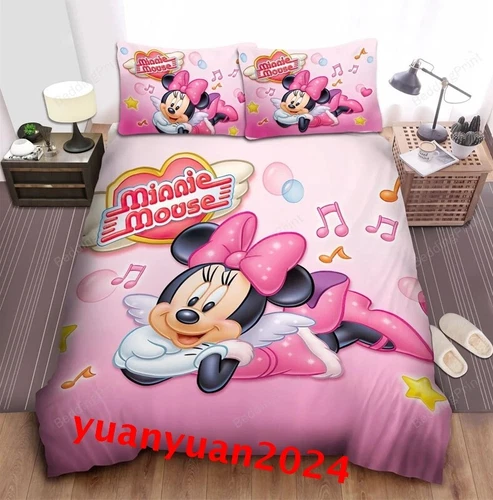 Minnie Mouse Pink 3D Duvet Cover Pillowcases Single Double King Bedding Set Gift - Picture 16 of 17