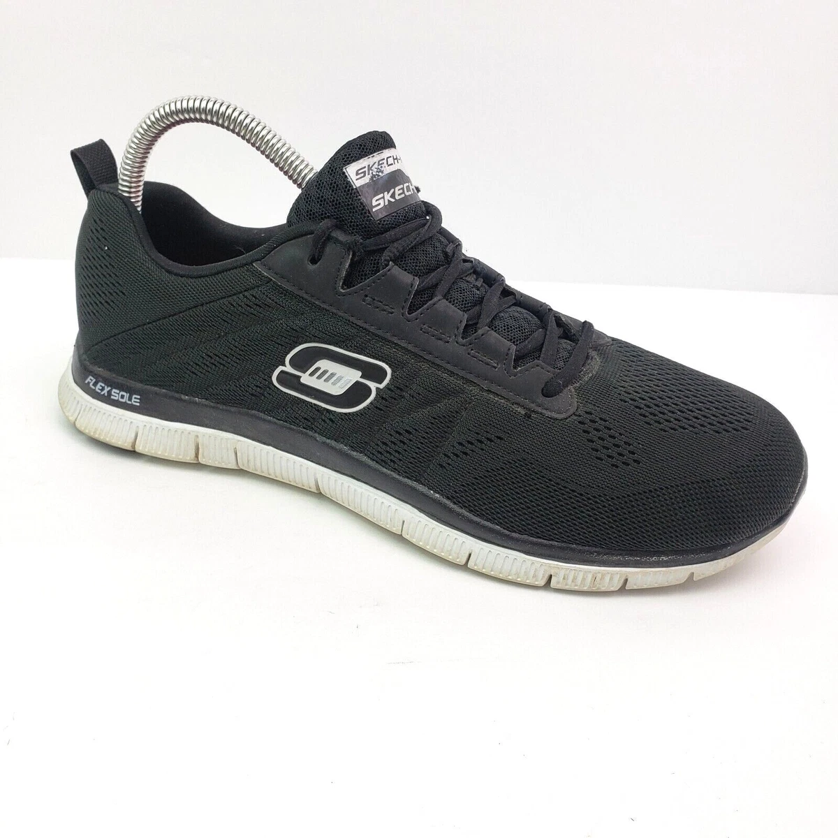 Skechers Skech Knit Womens Size 10 Black White Flex Sole Sneaker 11729 |