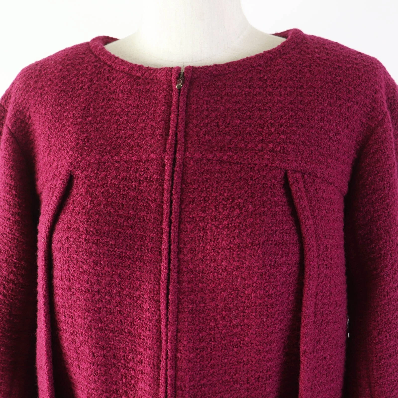 Giacca CHANEL P50305 tweed senza colletto zip 34 viola donna