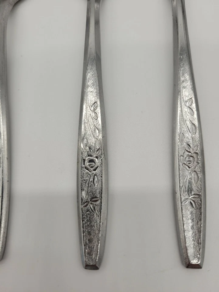 Hull AAA Stainless MCM Viscount Rose MCM JAPAN Flatware Set of 6 Tea Spoons  - Image 3 of 4