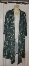 Women's XS Long Green/Yellow Floral Open Faced Polyrayon Top by LuLaRoe-Pretty!