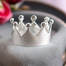 Damenring Krone Ring 925 Sterling Silber Crown Ring gebürstet Kronenring Königin