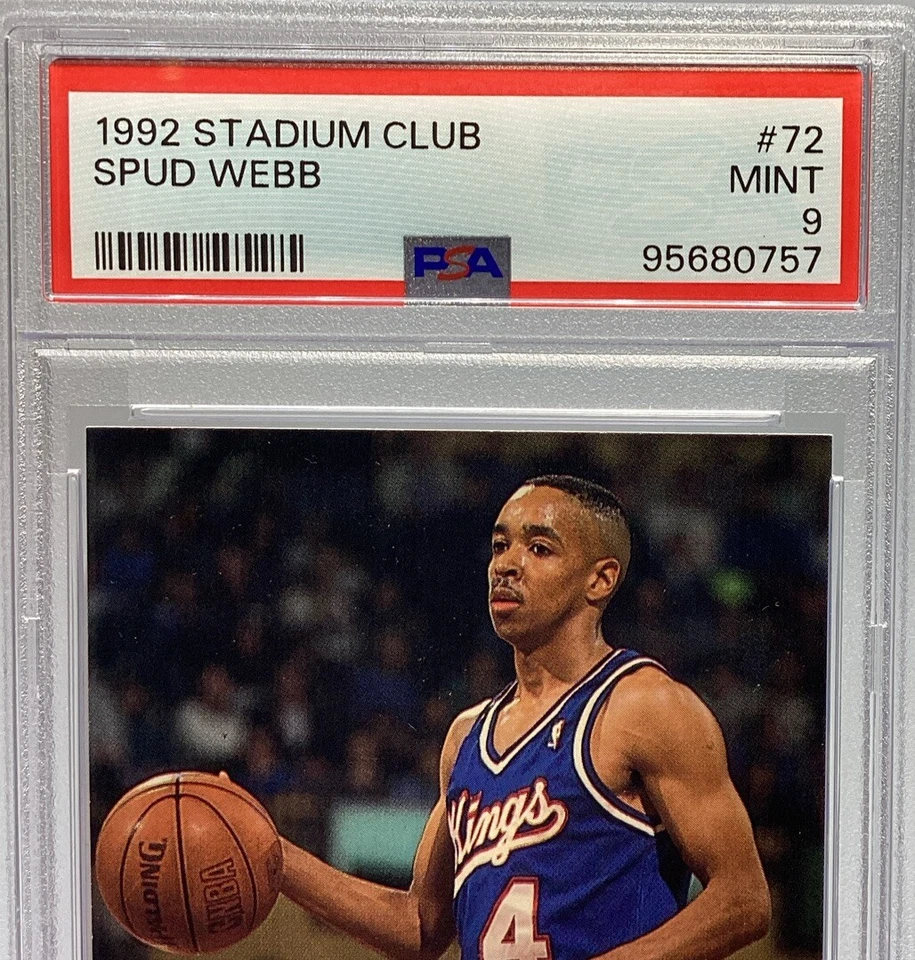 Spud Webb PSA 9 - 1992 Stadium Club - Kings, Hawks, NC State - Dunk Champion - Image 2 of 4