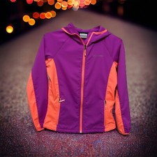 Columbia Jacket Hooded Windbreaker Girl Size L 14-16 or Women S Purple Orange