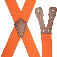 Men's Suspenders - Wide Industrial Non-Stretch, X with Leather Ears, USA Made