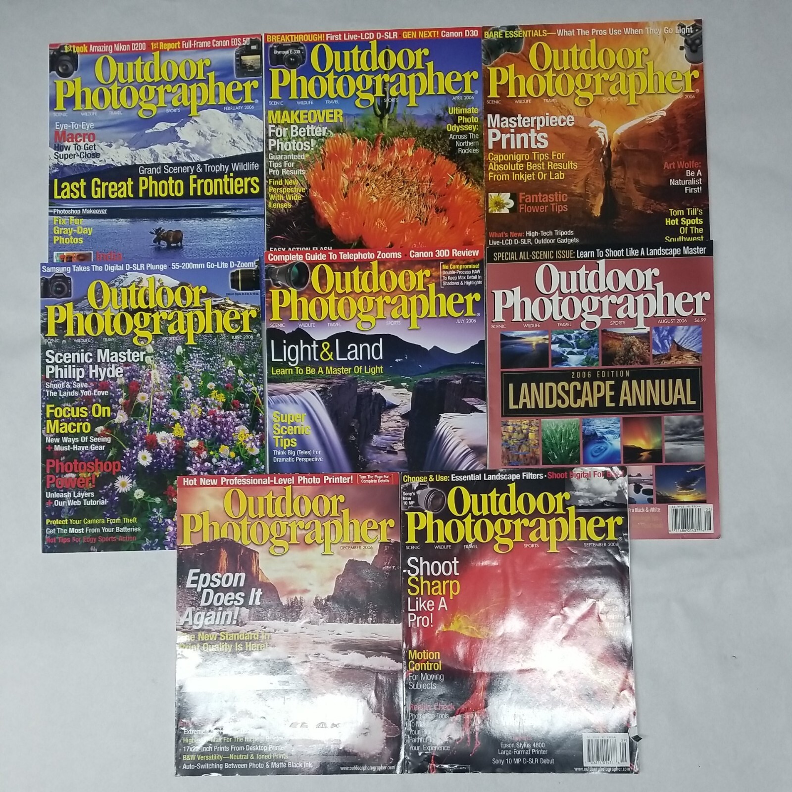 Lot 8 Outdoor Photographer Magazine 2006 Feb, Apr-Sep, Dec Useful  Techniques | eBay