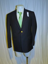 Brooks Brothers 1818 Madison Loro Piana Solid Navy Gold Button Blazer 41L NWD