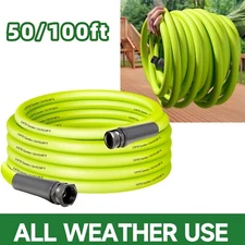 50/100FT Premium 5/8' Rubber Garden Hose - Heavy Duty Male to Female