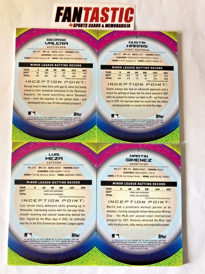 2022 Bowman Inception INITIATION Baseball Card YOU PICK - Image 2 of 2