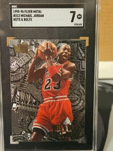 1995 96 Metal Michael Jordan #212 Card Graded SGC 7 NM Nuts & Bolts MJ