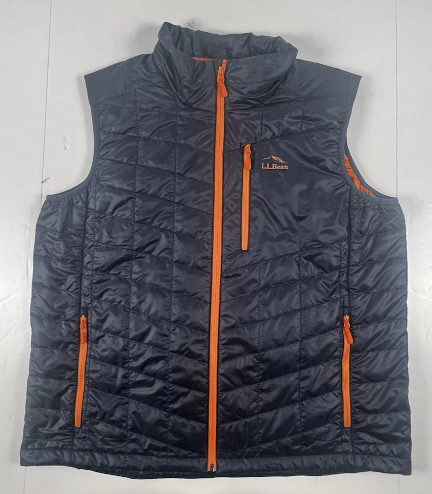 LL Bean Vest Mens XL Primaloft Packaway Puffer Insulated Quilted Carbon Navy