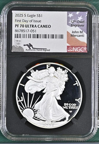 2025-S American Silver Eagle NGC PF-70 ULTRA CAMEO First Day of Issue