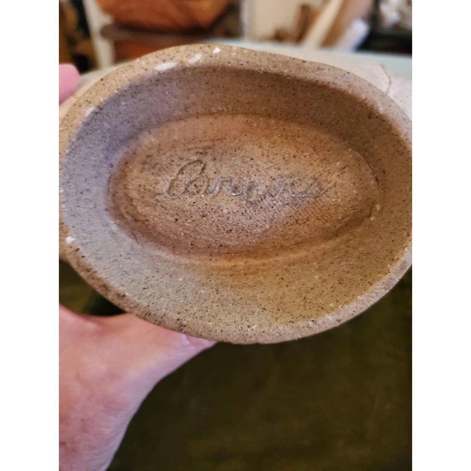 Jarrón redondo de cerámica MCM 70 con diseño de goteo texturizado, decoración de cerámica firmada Foto 2 de 4