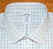 Brooks Brothers Regent 17.5 34/35 blue gray check non iron dress shirt p1j8