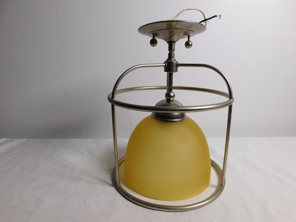 Par de lámparas industriales Art Deco 1933 de vidrio abovedado con luz aluminio cableado 8"X11" Foto 2 de 4