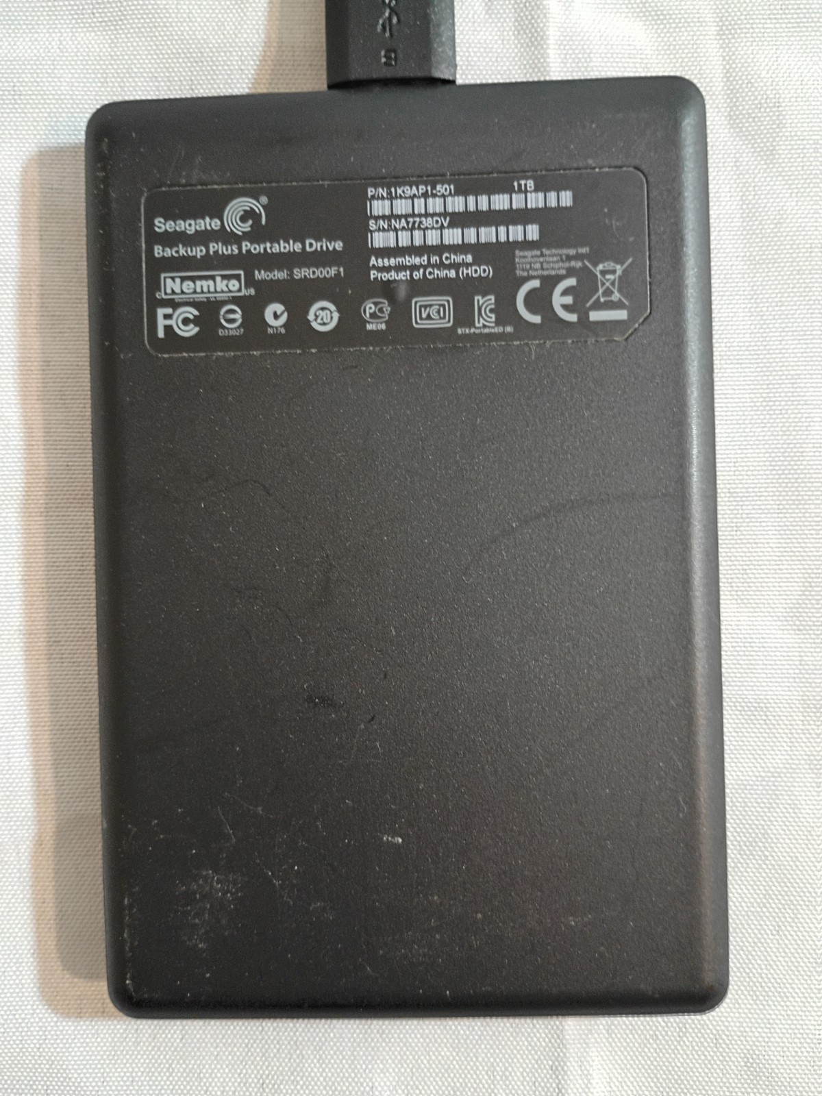 Seagate Backup Plus Portable External Hard Drive 1TB (SRD00F1) Slim USB3.0 Used