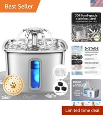 Innovation Award Winner Stainless Steel Cat Water Fountain, 108oz Automatic...