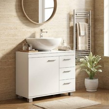 DecHome Mobile Bagno per Lavabo 1 Anta 3 Cassetti 70 cm Bianco