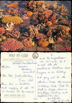 Postcard .Australien Australia Coral of the Great Barrier Reef 1970