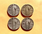 LOT OF FOUR SILVER U.S. STANDING LIBERTY QUARTERS ~ FOUR DIFFERENT DATES