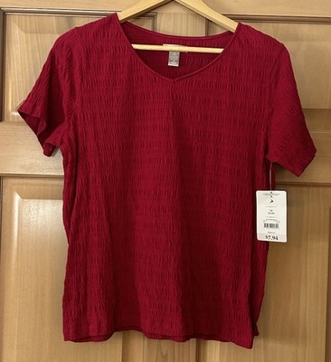 NWT White Stag Women s Textured Knit Tops Short Sleeve Size M Choose 1, 2, or 3