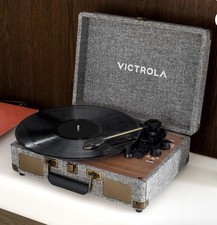 Victrola Venture Bluetooth Record Player Turntable Gray  Brown Walnut Vsc680sb