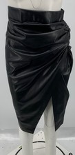 Generation Love Black Faux Leather Wrap 'Gina' Side Ruching Skirt NEW sz M