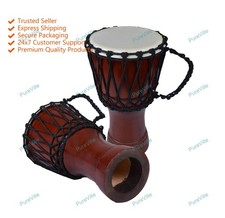 Africano Djembe Meenakari Lavoro Tamburo Bongo Legno Buono Musicale Strumento