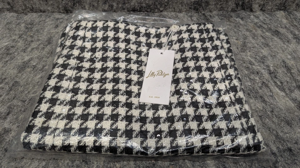 Minifalda Lilly Pulitzer Kels negra pata de gallo lentejuelas Boucle nueva con etiquetas talla 2 $138 Foto 3 de 4