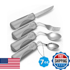 BaseSmall Adaptive Utensils 4-Piece Kitchen Set Weighted 7 oz - 42  Angled Ute