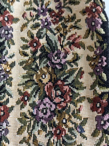 Vintage Needlepoint Floral Cigarette Coin Purse Pouch Double Kiss Snap Clasp - Picture 3 of 13