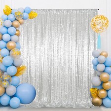 6x8 FT Silver Sequin Backdrop Curtain For Party Wedding Photography Prop