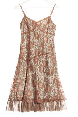 VILA Spitzenkleid Damen Kleid Gr. DE 38 hellbraun-nude-türkis Elegant
