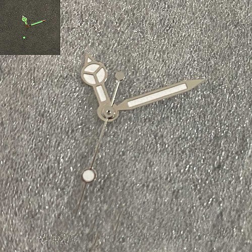Watch Hand Silver Rim Three Pin Hand With Green Luminous for NH35/36/4R/7S - Picture 4 of 5