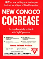 Conoco Continental Oil Co Railroad Grease Train Gears Vintage Print Ad 1955