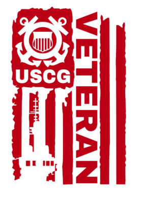 DISTRESSED USCG UNITED STATES COAST GUARD FLAG VETERAN DECAL STICKER 3.8'' x 6.0''