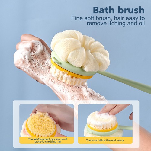 Long Handle Bath Body Brush Soft Back Shower Exfoliating Skin Scrubber 2-in-1 - Imagen 5 de 19