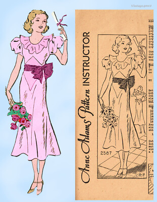 Anne Adams 2587: 1930s Misses Graduation Dress Size 30 B Vintage Sewing Pattern | eBay Anne Adams 2587: 1930s Misses Graduation Dress Size 30 B Vintage Sewing Pattern | eBay