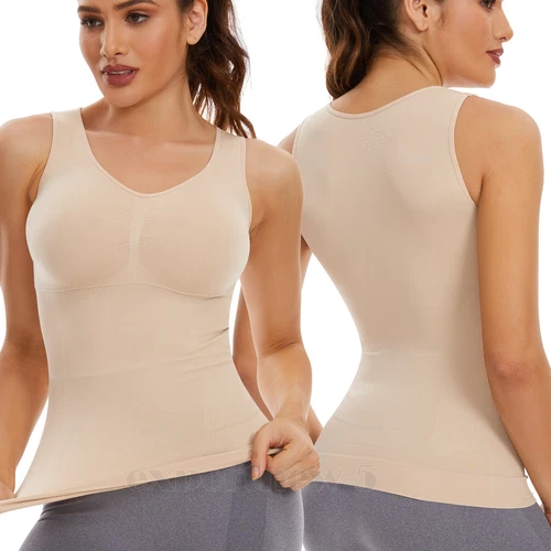 Women's Built In Bra Camisole Tank Top Vest Body Shaper Tummy Control Shapewear - Bild 16 von 25