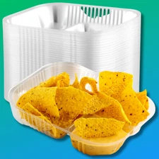 No-Spill 6x8 Disposable Clear Plastic Nacho Tray Value Pack by Avant Grub
