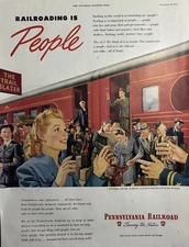 1945 Pennsylvania Railroad Serving Trail Blazer Soldier WW II VTG Print Ad