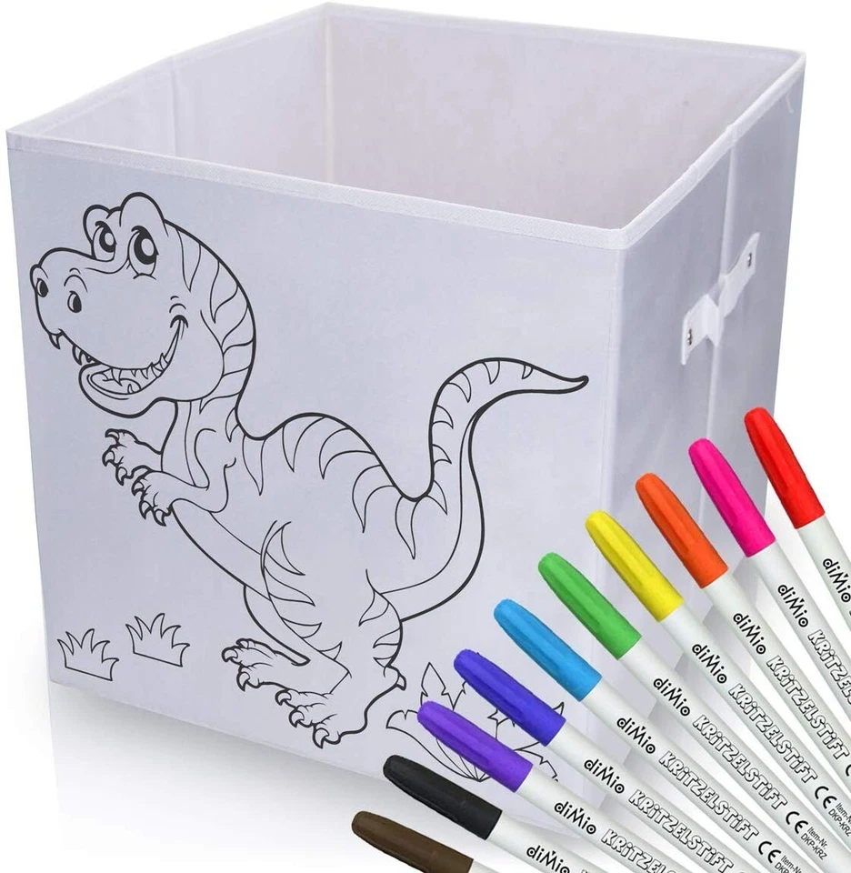 Faltbox Ausmalbox Spielbox Geburtstag Party Malen Einhorn Dino IKEA Box Regal - Bild 3 von 4