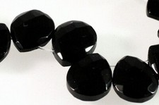 10 Jet Black Faceted Glass Top Drilled 13x16mm Teardrop Beads 