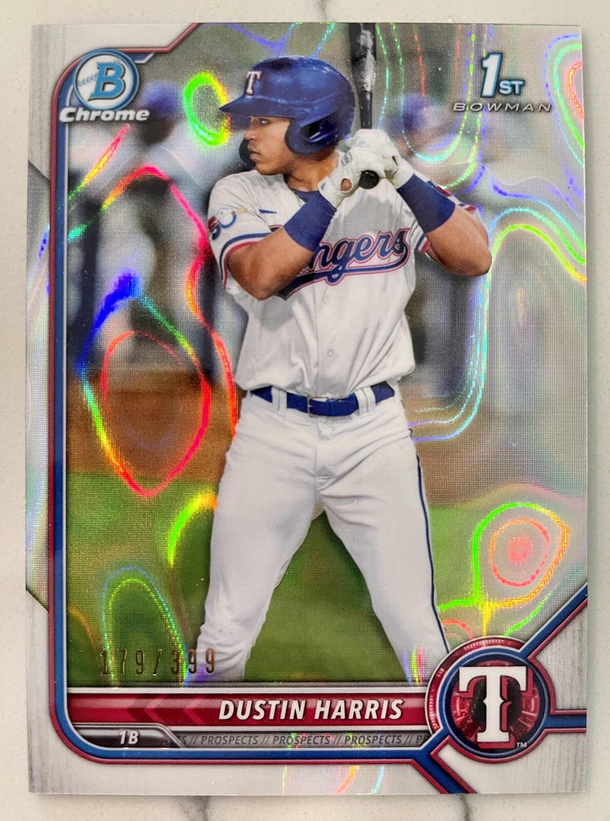 2022 Bowman Chrome Dustin Harris Lava Refractor /399 BCP-119 Rangers