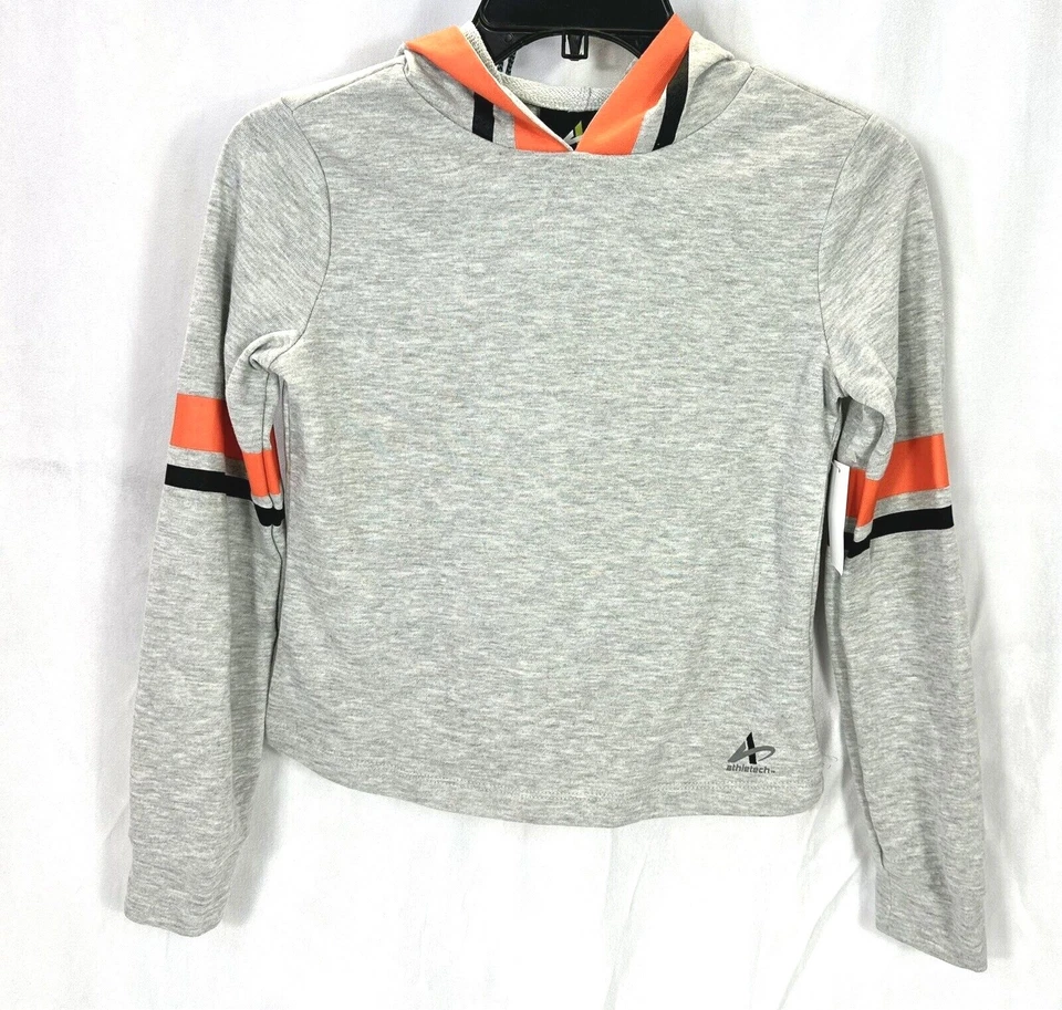 Athletech - девочек длинным рукавом рубашка с капюшоном серый эластичной размер L - Изображение 2 из 4